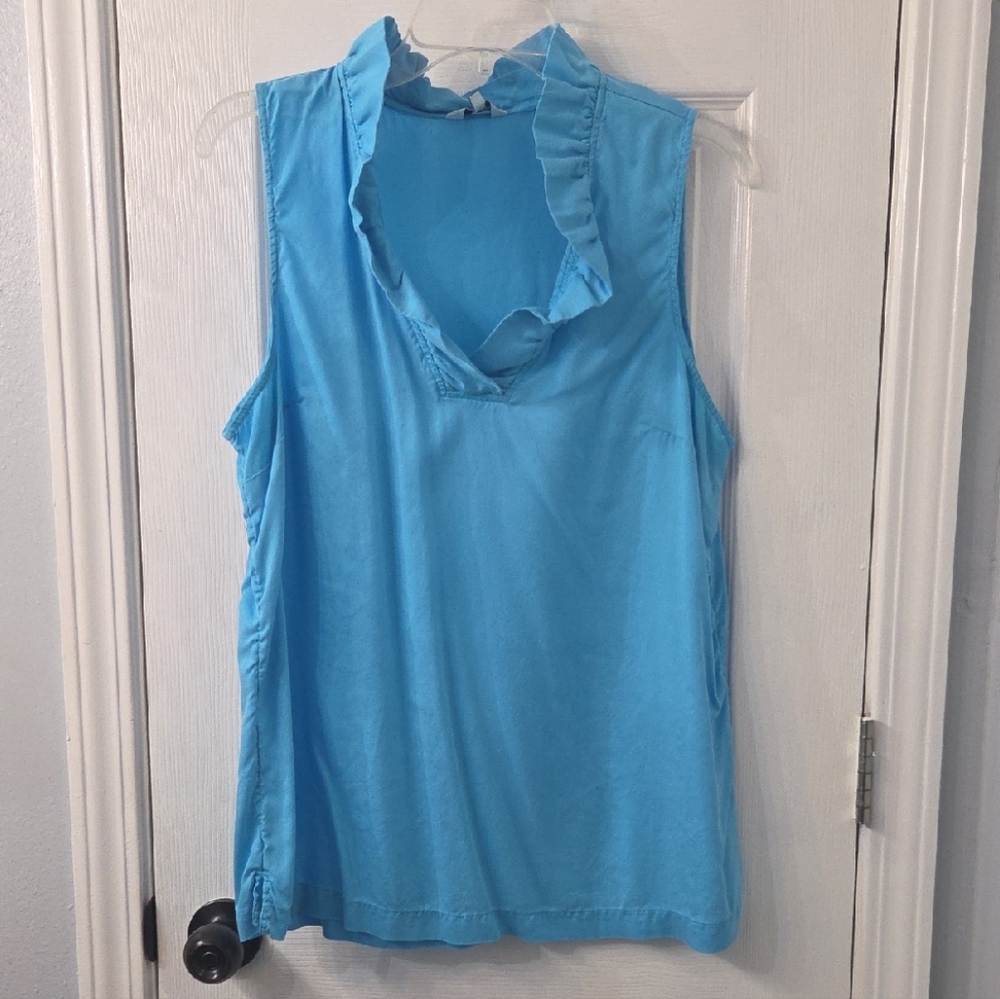 Crown & Ivy Light Blue Ruffled Blouse